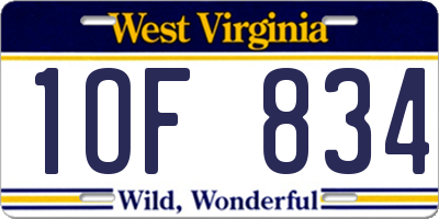WV license plate 1OF834