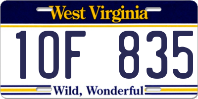 WV license plate 1OF835