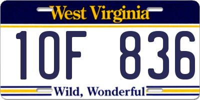 WV license plate 1OF836