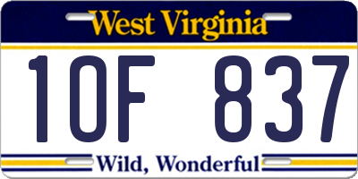 WV license plate 1OF837