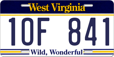 WV license plate 1OF841
