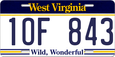 WV license plate 1OF843