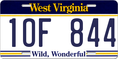 WV license plate 1OF844