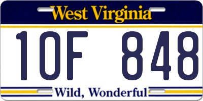 WV license plate 1OF848