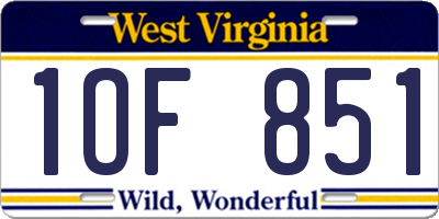 WV license plate 1OF851