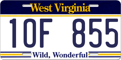 WV license plate 1OF855