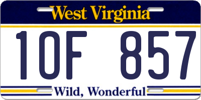 WV license plate 1OF857