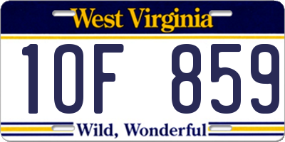 WV license plate 1OF859