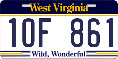 WV license plate 1OF861