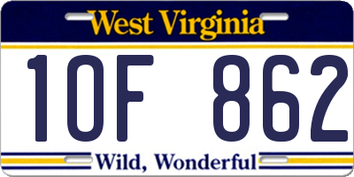 WV license plate 1OF862