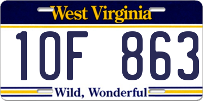 WV license plate 1OF863