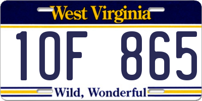 WV license plate 1OF865