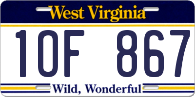 WV license plate 1OF867