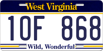 WV license plate 1OF868