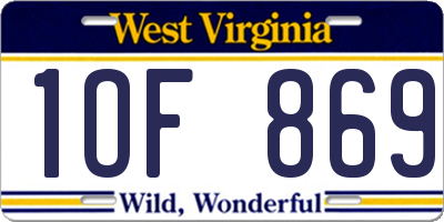 WV license plate 1OF869