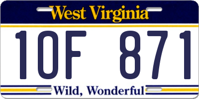 WV license plate 1OF871