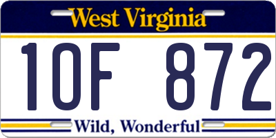 WV license plate 1OF872
