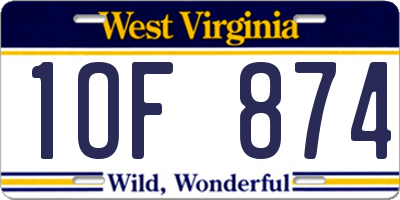 WV license plate 1OF874