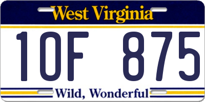 WV license plate 1OF875
