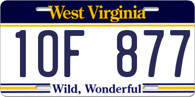 WV license plate 1OF877