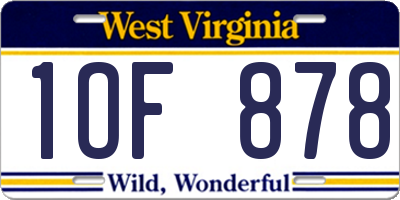 WV license plate 1OF878