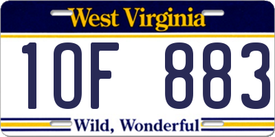 WV license plate 1OF883
