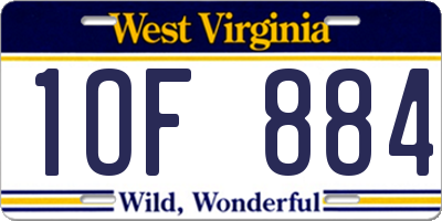 WV license plate 1OF884