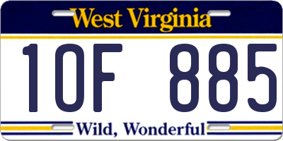 WV license plate 1OF885