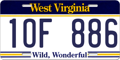 WV license plate 1OF886