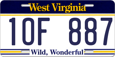 WV license plate 1OF887