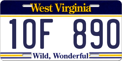 WV license plate 1OF890