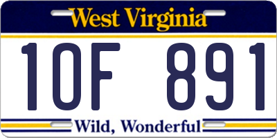 WV license plate 1OF891