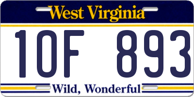 WV license plate 1OF893