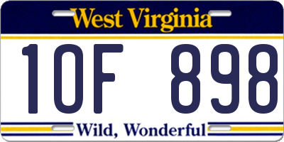 WV license plate 1OF898