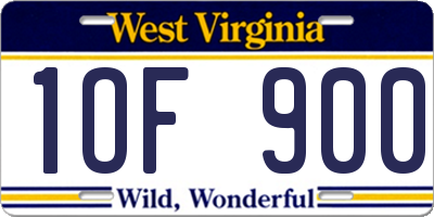 WV license plate 1OF900