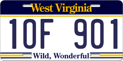 WV license plate 1OF901
