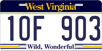 WV license plate 1OF903