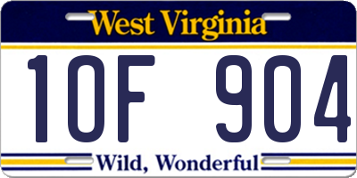 WV license plate 1OF904