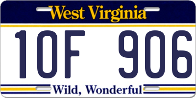 WV license plate 1OF906