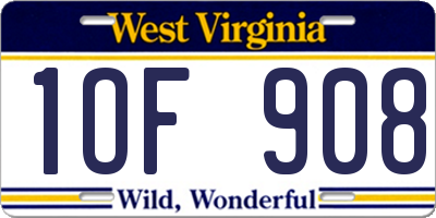 WV license plate 1OF908