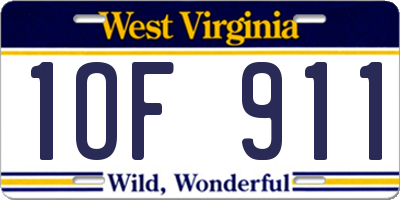 WV license plate 1OF911