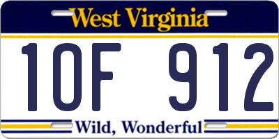WV license plate 1OF912