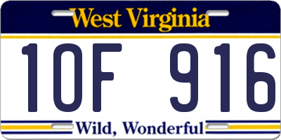 WV license plate 1OF916