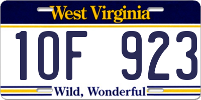 WV license plate 1OF923