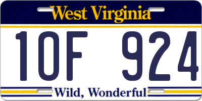 WV license plate 1OF924