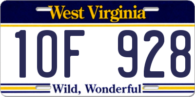 WV license plate 1OF928