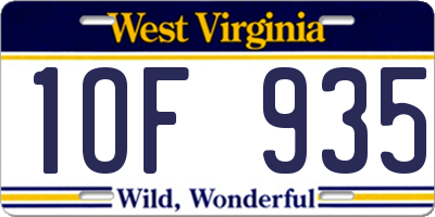 WV license plate 1OF935