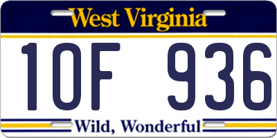 WV license plate 1OF936