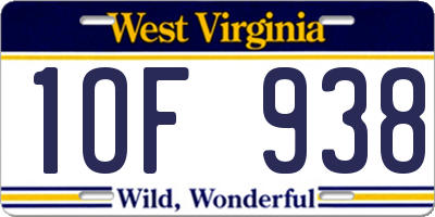 WV license plate 1OF938