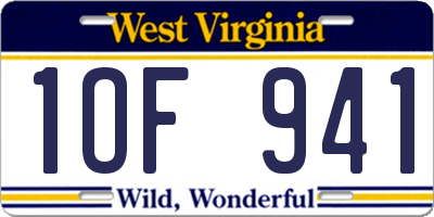 WV license plate 1OF941